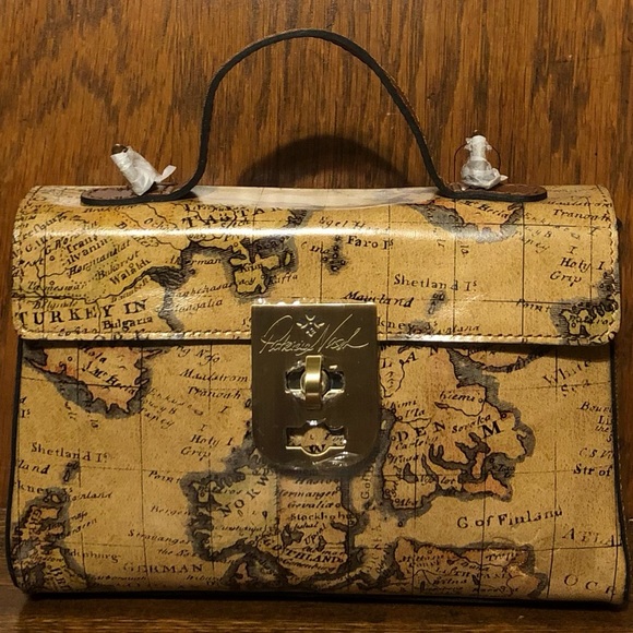 NWT-Patricia Nash-SET-European Map-Carisbrooke Satchel & Cassis ID Case-$248 - Picture 2 of 16